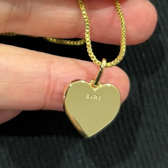 5/$10 Evry Jewels Gold Heart Necklace with Cupid - Picture 3 of 3
